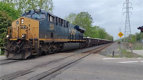 Solo CSX 968 ES44AC leads the stone train with a horn show on the CSX ...