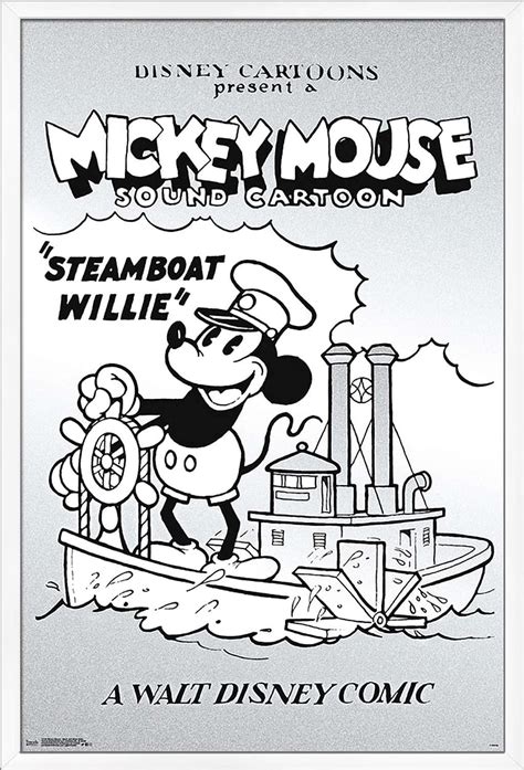 Disney Mickey Mouse - Black and White Steamboat Willie Poster HD phone wallpaper | Pxfuel