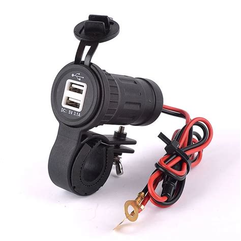 12 24V Dual USB Charger Motorcycle Handlebar Power Socket 3.1A ...