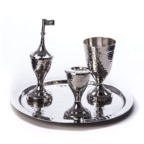 Hammered Stainless Steel Havdalah Set