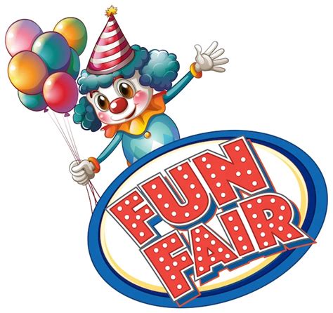 Free Vector | Fun fair sign template with clown and balloons