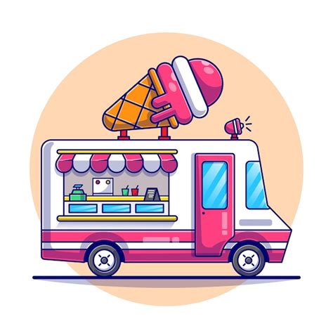 Premium Vector | Ice cream truck cartoon illustration.