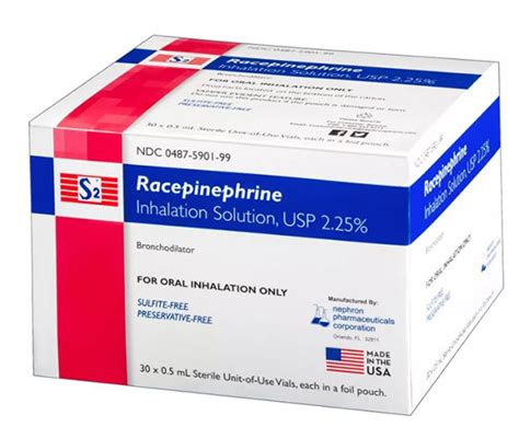 Racepinephrine Inhalation Solution 2.25% 0.5 Ml | Contract Packaging | Nephron Pharmaceuticals ...