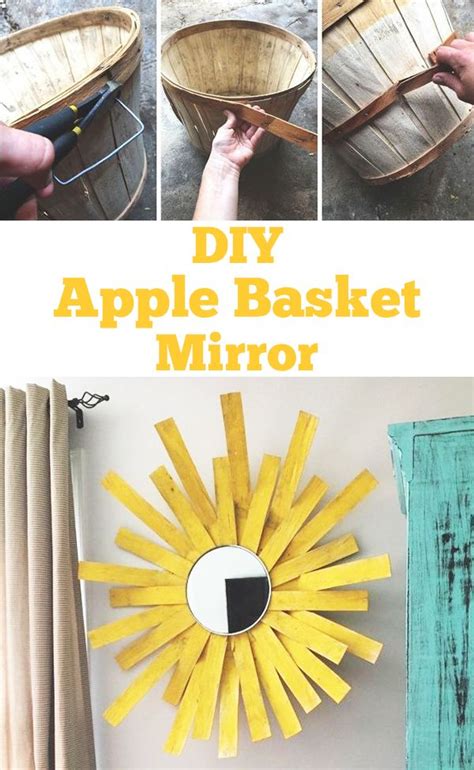 Sunshine Mirror Wall Decor From an Apple Basket | Easy craft projects ...