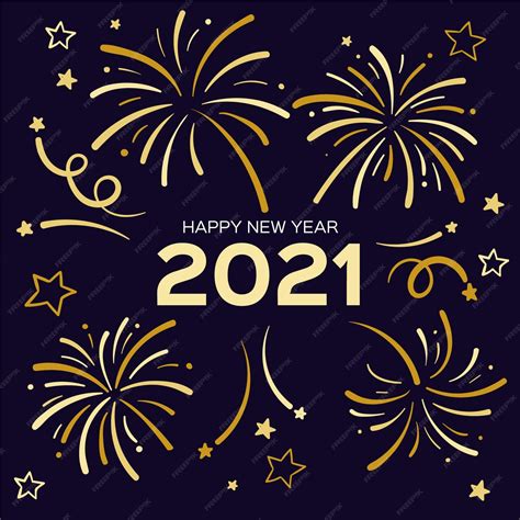 Premium Vector | Happy new year 2021 with golden fireworks