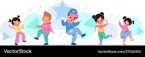 Children dancing happy kids move to melody Vector Image