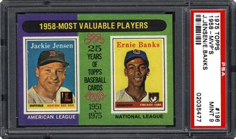 1975 Topps 1958 MVPs (Jackie Jensen/Ernie Banks) | PSA CardFacts™