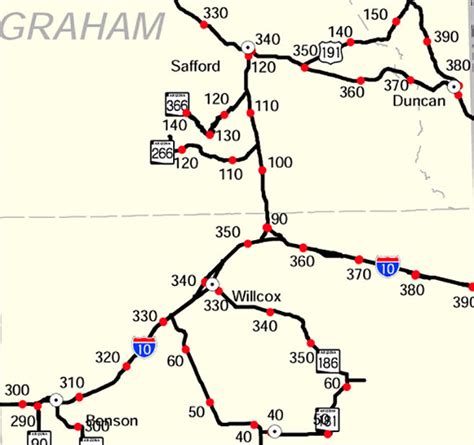 Arizona Map With Milepost Markers | US States Map