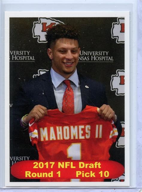 Patrick Mahomes 2017 Rookie First Card Ever Made Kansas City Chiefs - Etsy