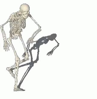 an image of a skeleton and a bird that are standing in front of each other