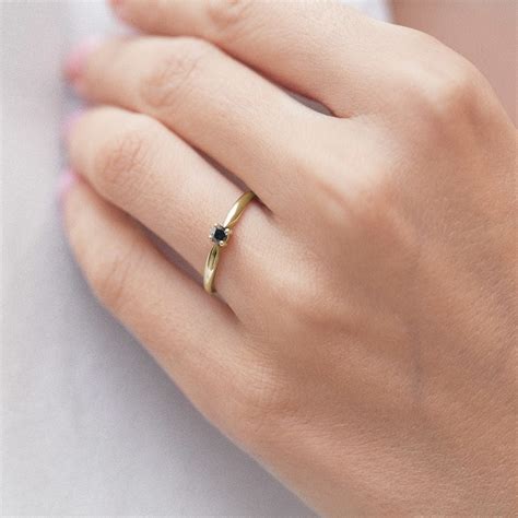 Black Diamond Engagement Ring in Yellow Gold | KLENOTA