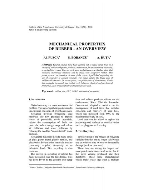 MECHANICAL PROPERTIES OF RUBBER - AN OVERVIEW