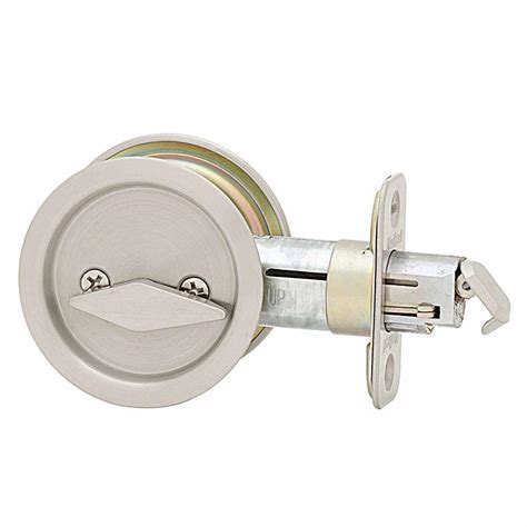 Kwikset Round Satin Nickel Bed/Bath Pocket Door Lock-335 15 RND PCKT DR LCK - The Home Depot