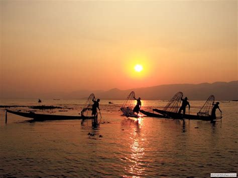 Morning fishing time, Inle (Inlay) lake, Myanmar photo