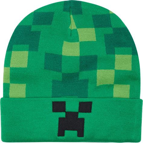 Minecraft Boys Creeper Face Beanie -Black and Green Youth Beanie, – One ...