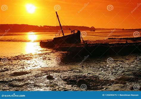 Wreck of a Boat in Auray River Stock Image - Image of boat, landscape: 135690475