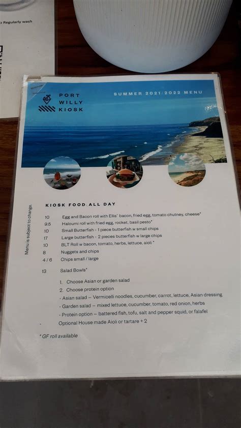 Menu at Star of Greece restaurant, Port Willunga