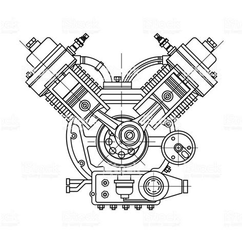 Combustion engine line drawing | Mechanical engineering design, Drawings, Engineering