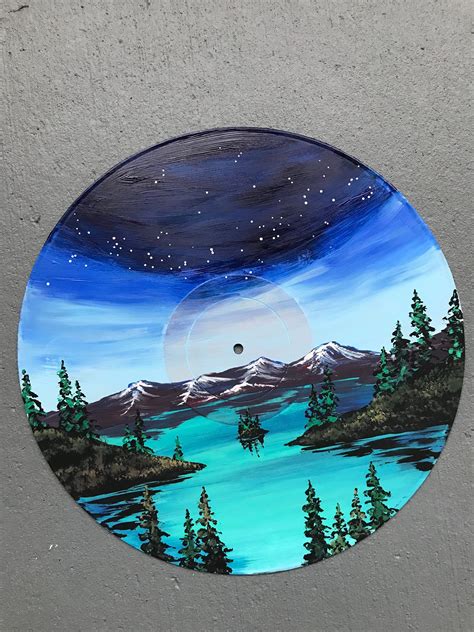 Lake Tahoe Painting Upcycled Record Vinyl Record Painting | Etsy in ...