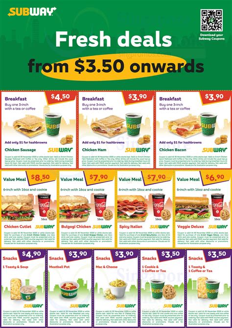 (EXPIRED) Subway releases new coupons you can use to enjoy deals from $3.50 valid till 7 Dec 2020