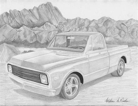 1969 Chevrolet C-10 Pickup TRUCK ART PRINT Drawing by Stephen Rooks - Fine Art America