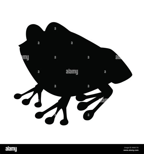 Black silhouette cute smiling frog sitting on ground cartoon animal ...