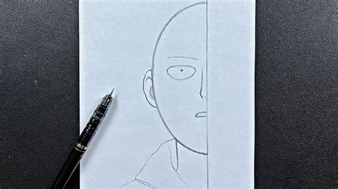 Easy anime drawing | how to draw saitama half face [one punch man ...