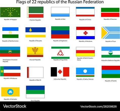 Set flags republic russia tatarstan Royalty Free Vector