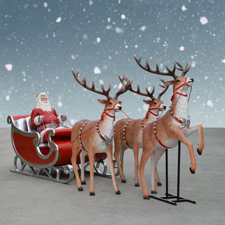 Outdoor Jumbo Santa Clause Sleigh and Reindeer