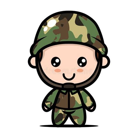 Cute Soldier Army Mascot Design Illustration Stock Vector - Illustration of isolated, icon ...