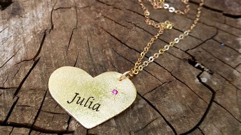 Heart Name Necklace, Gold Heart Necklace, Engraved Necklace ...