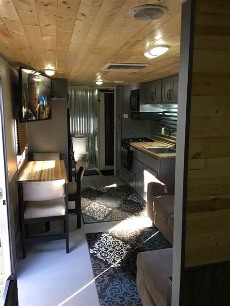 Fema Trailer To Glamper Tiny House Project Rustic Kitchen Houston By Affordable Cabinet Houzz