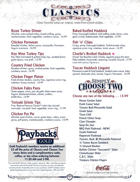 T-BONES Great American Eatery menu in Bedford, New Hampshire, USA