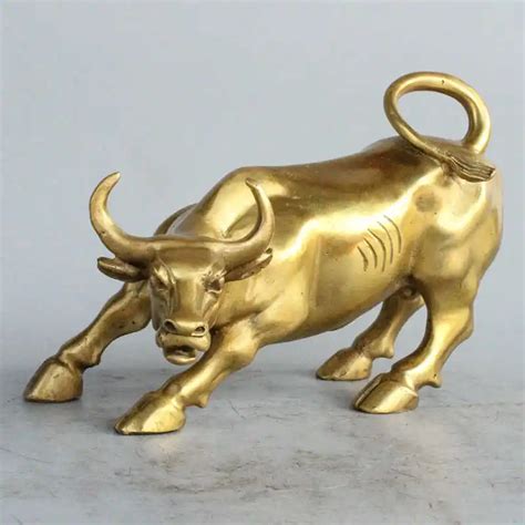 Big Wall Street Bronze Fierce Bull OX Statue Brass-in Statues ...