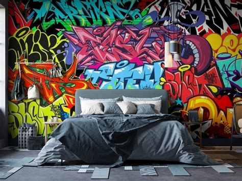 Colorful Graffiti Wallpaper Interior Design for AccentWallpapers – AccenWallpapers