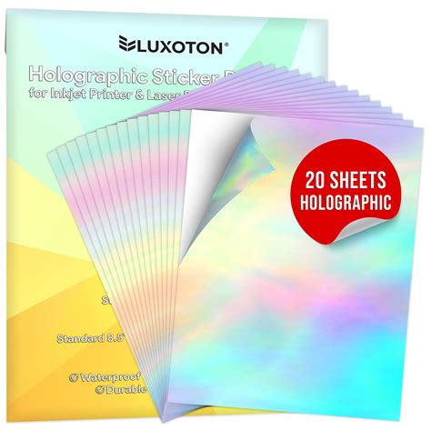 Buy Printable Holographic Sticker Paper for Inkjet Printer & Laser Printer - 20 Sheets ...