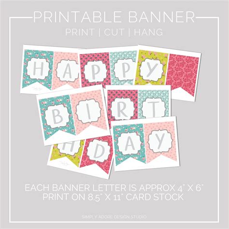 Floral & Pastel Printable Birthday Banner DIY Birthday Banner Instant Download - Etsy