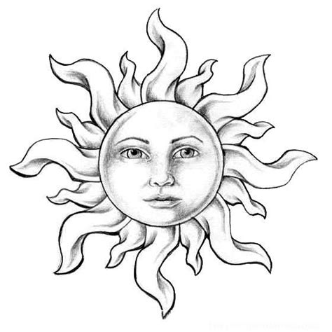 sunshine drawing - Recherche Google Sun Tattoo Tribal, Tribal Sun, Moon ...