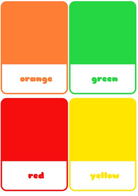 Variety Of Color Charts Flashcards For Kids Color