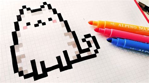 Handmade Pixel Art - How To Draw a Kawaii Cat #pixelart | Pixel art ...