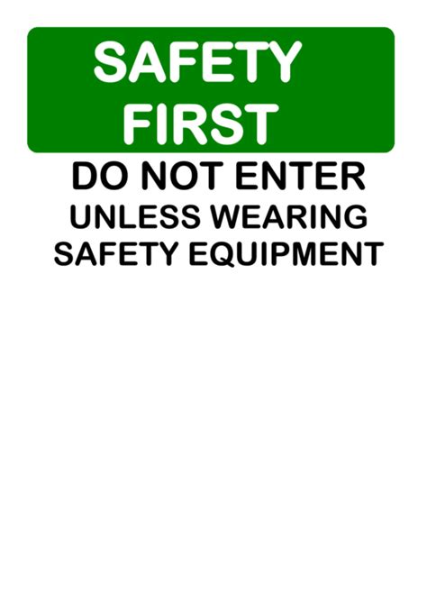 Safety First Sign Template printable pdf download