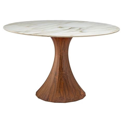 Italian Round Marble Table with Wooden Pedestal, circa 1970 | Marble top dining table, Marble ...