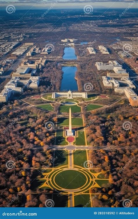 Aerial View of the National Mall and Monuments Stock Illustration ...