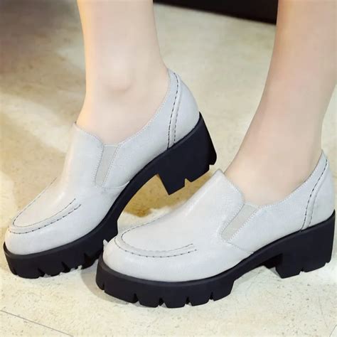 Rubber shoes for women fashion Spring Women Brogue Shoes Womens Round Toe flats Autumn PU ...