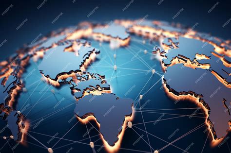 Premium AI Image | Global internet networking concept visualized through a world map globe