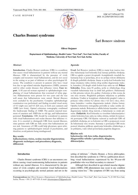 (PDF) Charles Bonnet syndrome