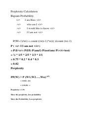 Perplexity Calculation.pdf - Perplexity Calculation Bigram Probability ...