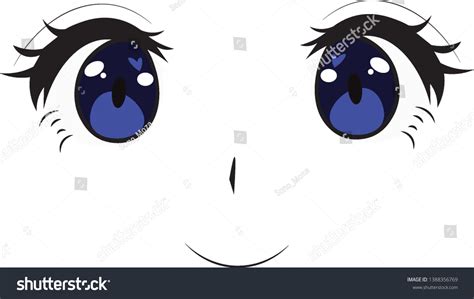 Cute Anime Girl Face Anime Blue Stock Vector (Royalty Free) 1388356769 ...