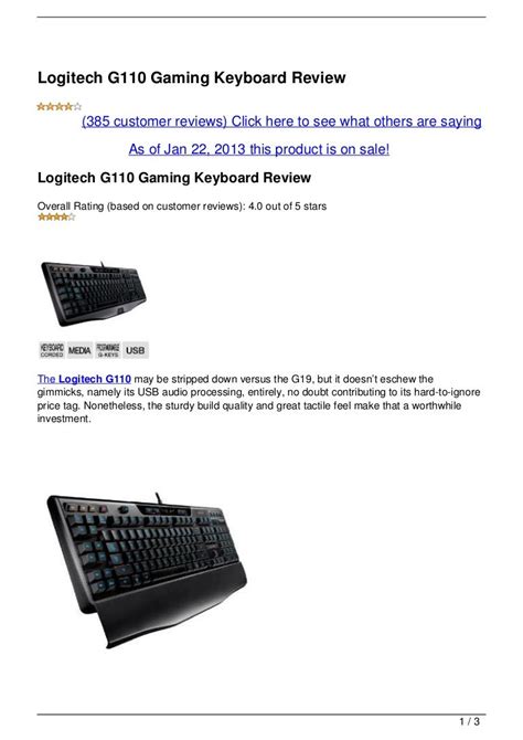 Logitech G110 Gaming Keyboard Review