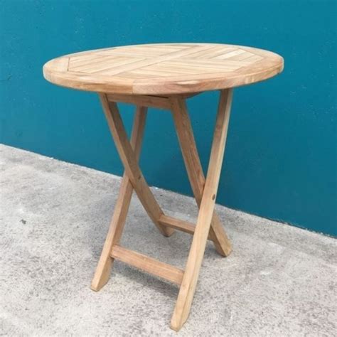 Outdoor Furniture Solid Teak Folding Table Round 70cm | Turendav Australia | Antique ...